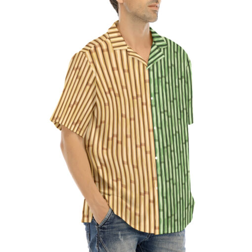 Yellow and Green Bamboo Hawaiian Shirt - Image 2