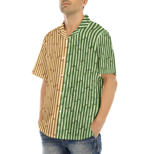 Yellow and Green Bamboo Hawaiian Shirt - Image 3