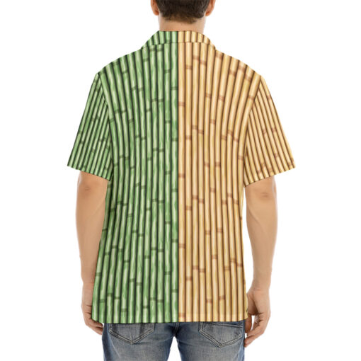 Yellow and Green Bamboo Hawaiian Shirt - Image 4