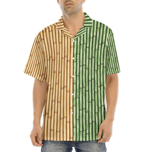 Yellow and Green Bamboo Hawaiian Shirt