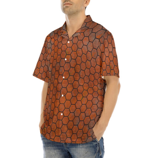 Rusty Hexagons Hawaiian Shirt - Image 3