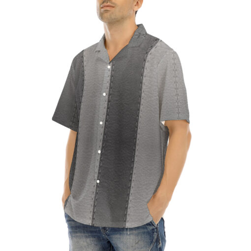 Leather Stripes Print Hawaiian Shirt - Image 3