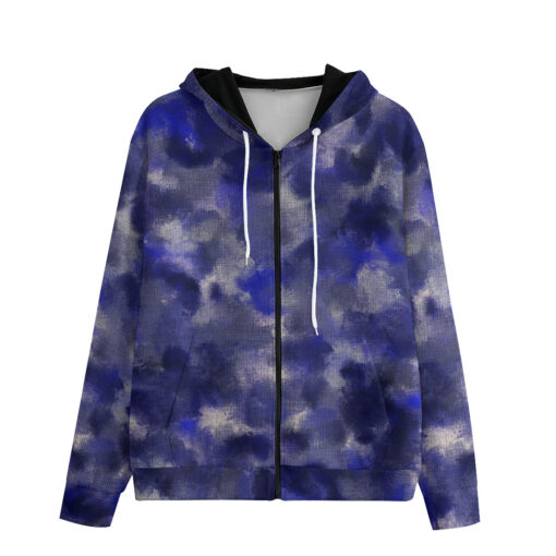 Blue Canvas Camouflage Men's Zip Up Hoodie