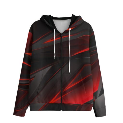 Red Geometric Stripes Men's Zip Up Hoodie