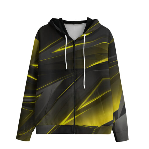 Yellow Geometric Stripes Men's Zip Up Hoodie