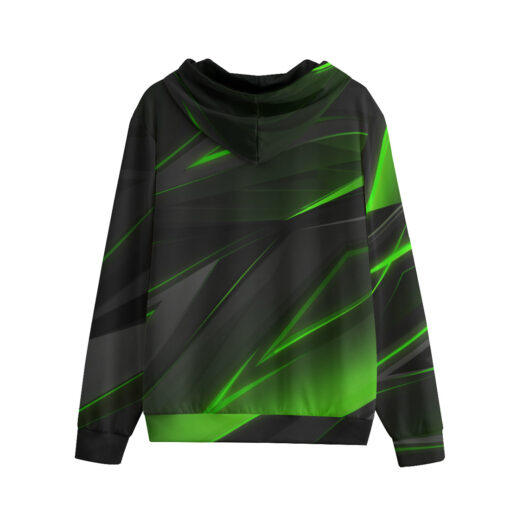 Men's Zip Up Hoodie Geometric Green Stripes - Image 2