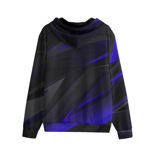 Blue Geometric Stripes Men's Zip Up Hoodie - Image 2