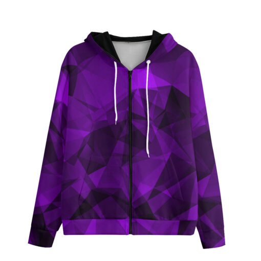 Violet Polygons Men's Zip Up Hoodie