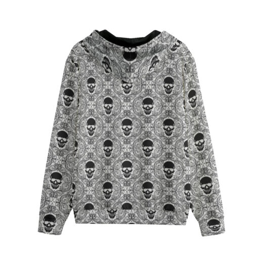 Skulls Lace Pattern Men's Zip Up Hoodie - Image 2