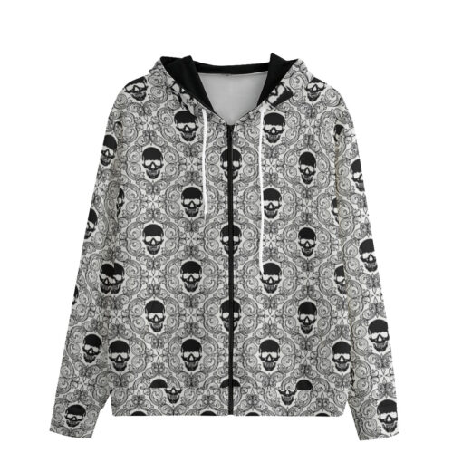 Skulls Lace Pattern Men's Zip Up Hoodie