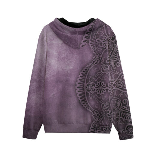 Purple Lace Ornament Men's Zip Up Hoodie - Image 2