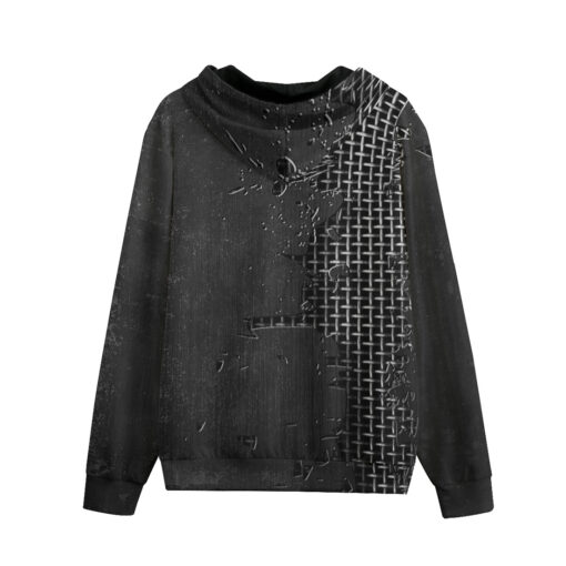 Metal Grid Cracks Scratches Men's Zip Up Hoodie - Image 2