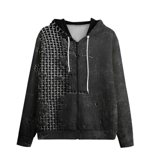 Metal Grid Cracks Scratches Men's Zip Up Hoodie