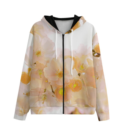 Yellow Sakura Flowers Men's Zip Up Hoodie