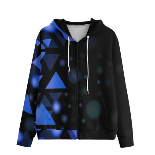 Blue Triangles Art Men's Zip Up Hoodie