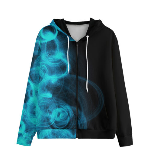 Blue Neon Waves Men's Zip Up Hoodie