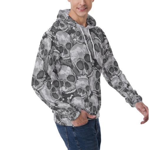 Gray Skulls Camouflage Men's Hoodie - Image 2