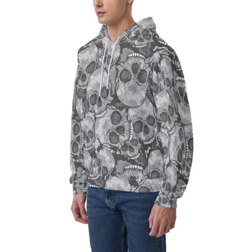 Gray Skulls Camouflage Men's Hoodie - Image 3