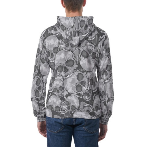 Gray Skulls Camouflage Men's Hoodie - Image 4