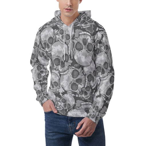 Gray Skulls Camouflage Men's Hoodie