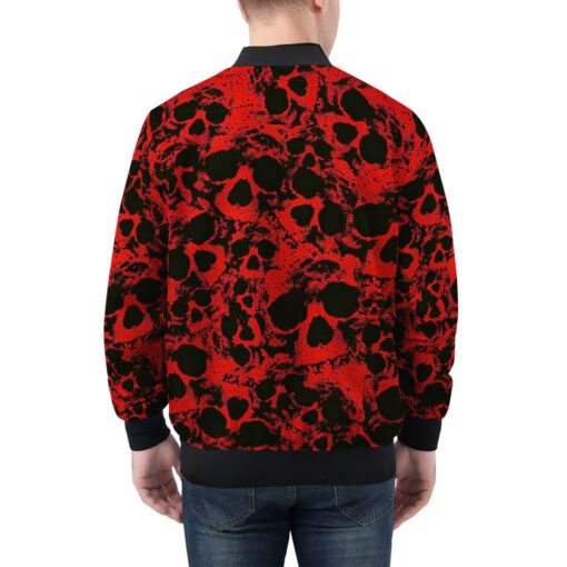 Red Skulls Grunge Men's Bomber Jacket - Image 2