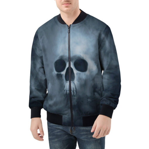 Smoke Cloud Scary Skull Men's Bomber Jacket - Image 3