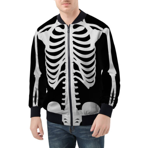 Skeleton Print Men's Bomber Jacket - Image 3