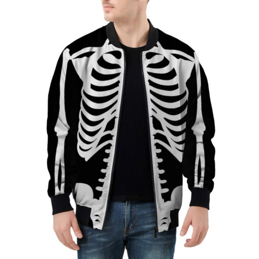 Skeleton Print Men's Bomber Jacket