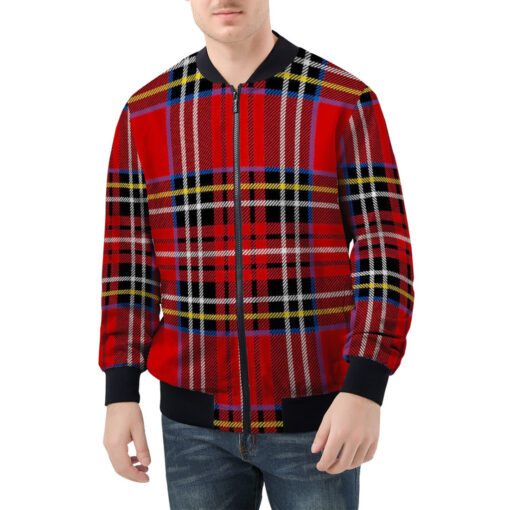 Classic Red Tartan Men's Bomber Jacket - Image 3