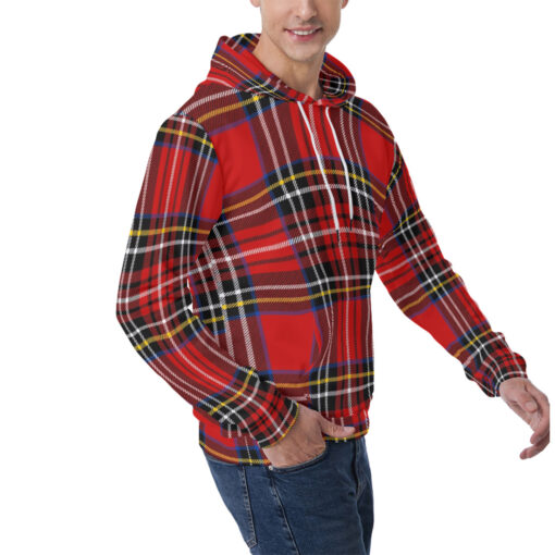 Classic Red Tartan Men's Hoodie - Image 2