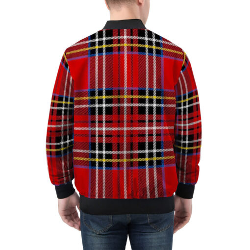 Classic Red Tartan Men's Bomber Jacket - Image 2