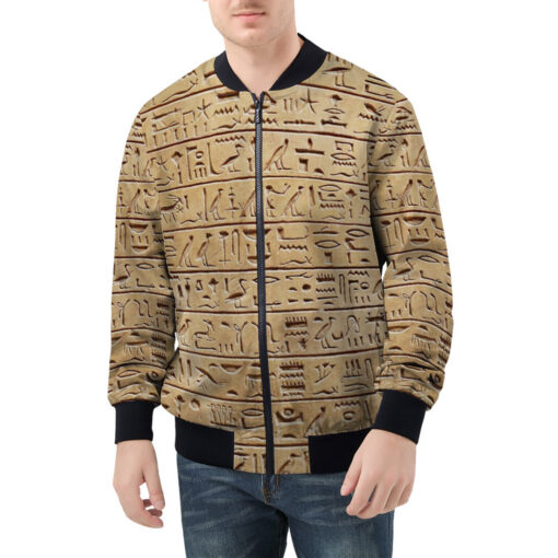 Egyptian Hieroglyphs Stone Men's Bomber Jacket - Image 3