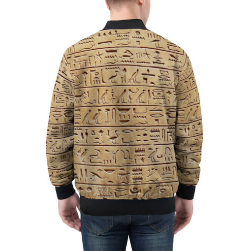 Egyptian Hieroglyphs Stone Men's Bomber Jacket - Image 2