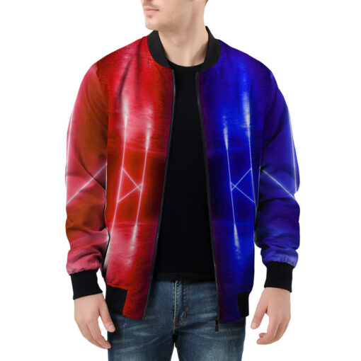 Men's Bomber Jacket Red Blue Sci-Fi Neon