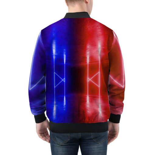 Men's Bomber Jacket Red Blue Sci-Fi Neon - Image 2