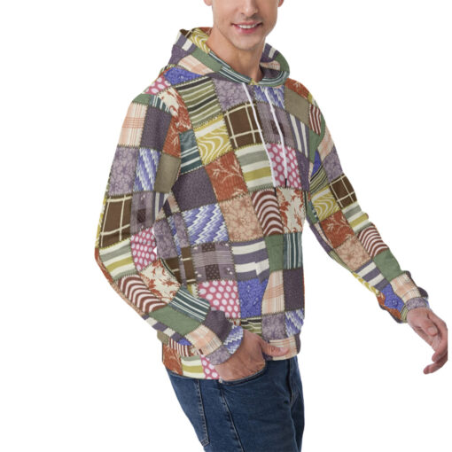 Cloth Patchwork Men's Hoodie - Image 2