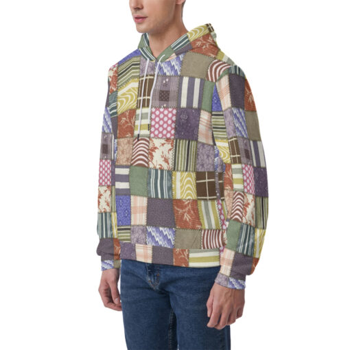 Cloth Patchwork Men's Hoodie - Image 3