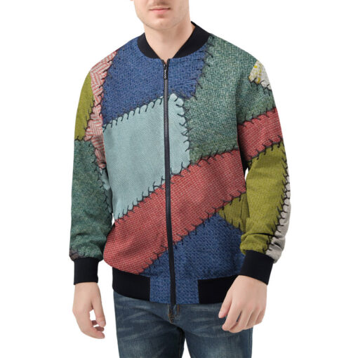 Patchwork Men's Bomber Jacket - Image 3