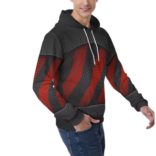 Carbon Fiber Warning Tape Men's Hoodie - Image 2