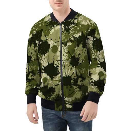 Ink Paint Splashes Camouflage Men's Bomber Jacket - Image 3