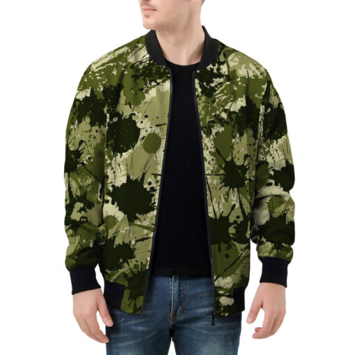 Ink Paint Splashes Camouflage Men's Bomber Jacket