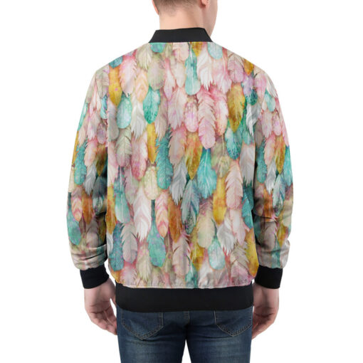 Colorful Feathers Plumage Men's Bomber Jacket - Image 2