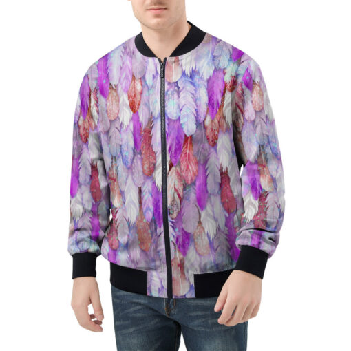 Colorful Feathers Plumage Men's Bomber Jacket - Image 3