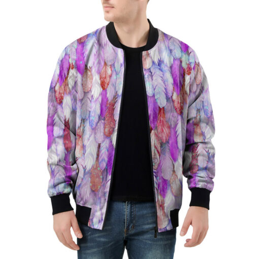 Colorful Feathers Plumage Men's Bomber Jacket