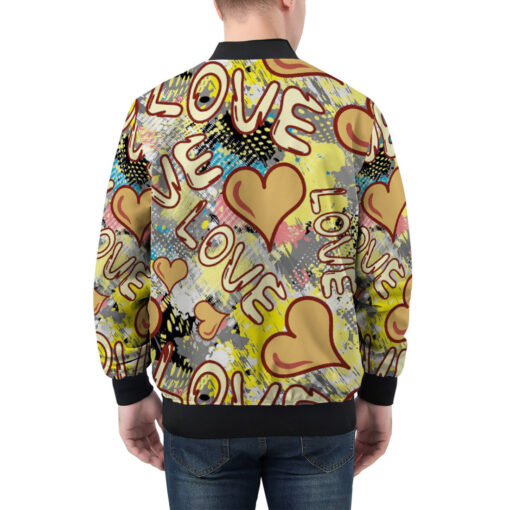 Grunge Love Graffiti Men's Bomber Jacket - Image 2