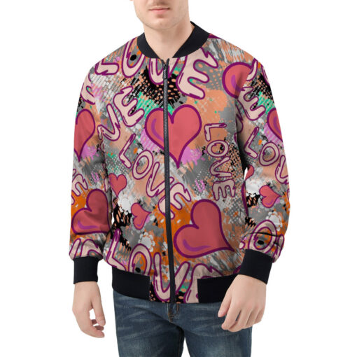 Grunge Love Graffiti Men's Bomber Jacket - Image 3