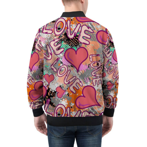 Grunge Love Graffiti Men's Bomber Jacket - Image 2