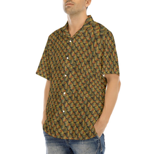 Brown Reptile Scales Hawaiian Shirt - Image 3