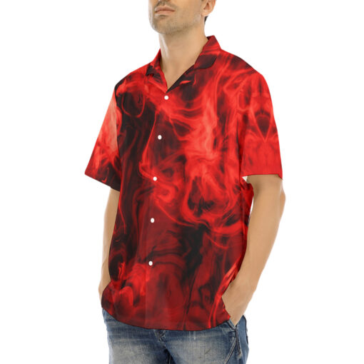 Red Neon Smoke Hawaiian Shirt - Image 3