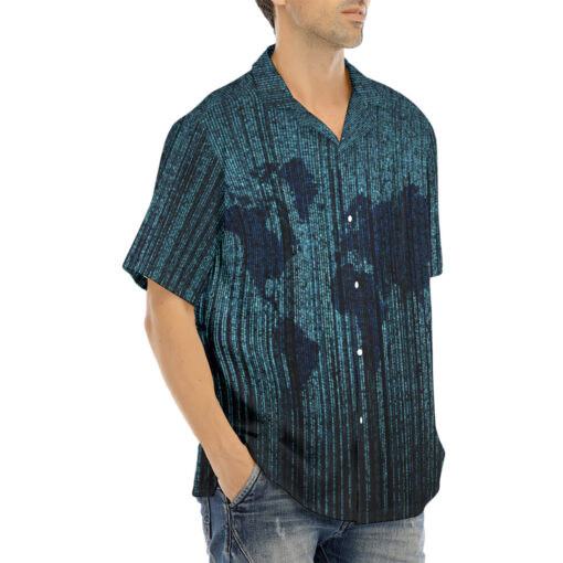 Digital World Map Hawaiian Shirt - Image 2